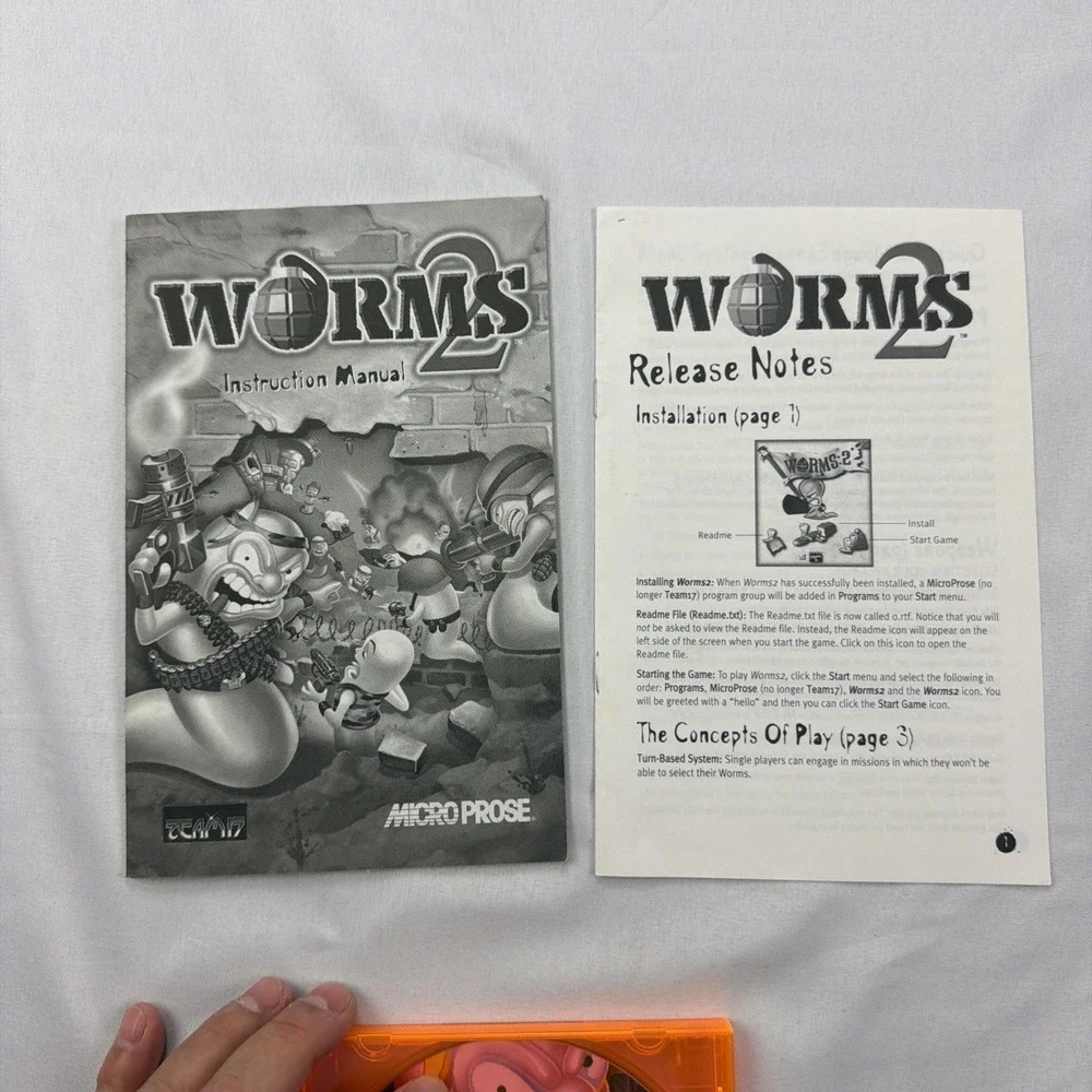 Worms 2 (PC, 1998) Complete in Big Box Manual Disc Release Notes